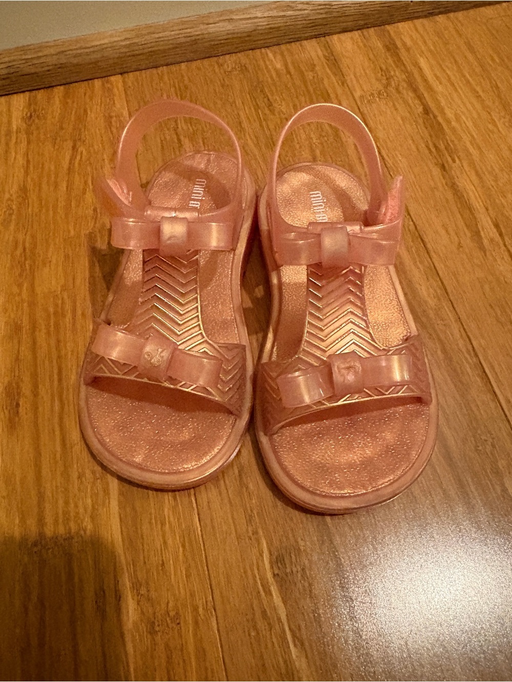 Mini Melissa x Barbie Pink Jelly Bow Sandals